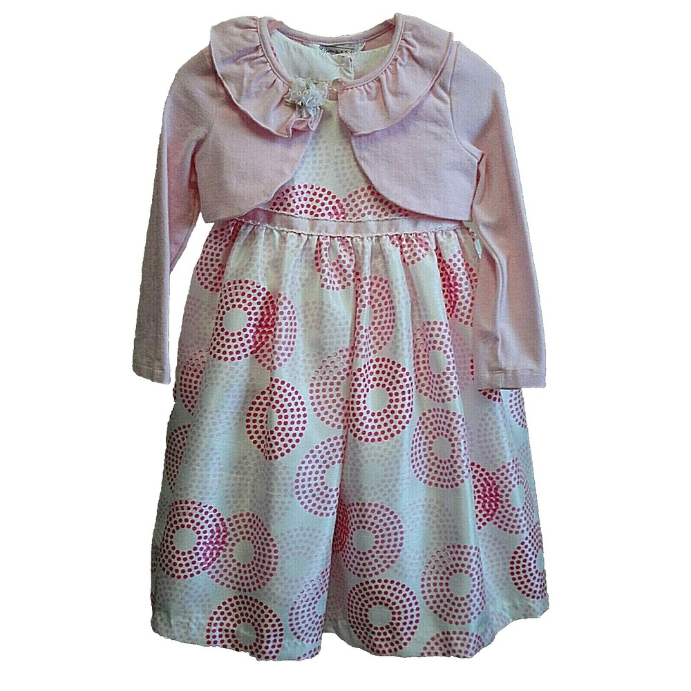 Dress Girl's 2T Bolero Top White Pink Dots Spring Summer Pippa & Julie